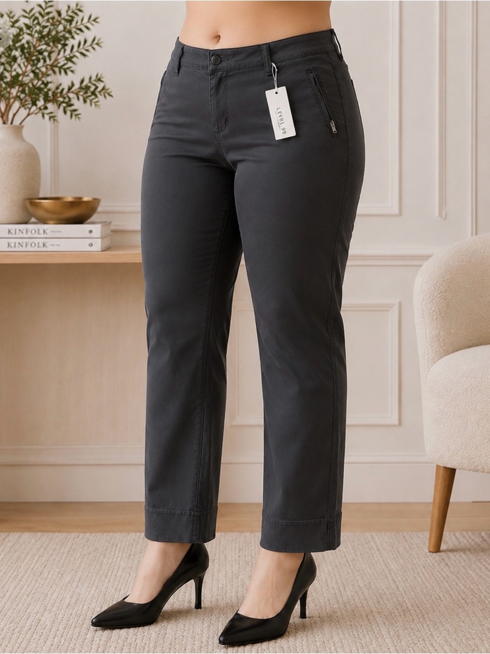 Level 99 from Anthropologie Francis Lacey Double Welt Zip Pants Gray Size 31